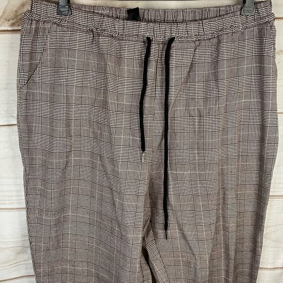 Shein Curve Brown Houndstooth Print Elastic Waist Trousers size 0XL - Picture 2 of 7